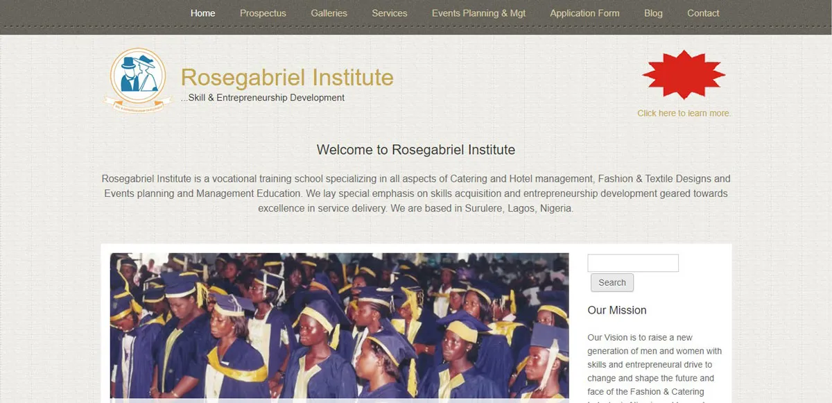 Rosegabriel Institute - catering school in Lagos Nigeria